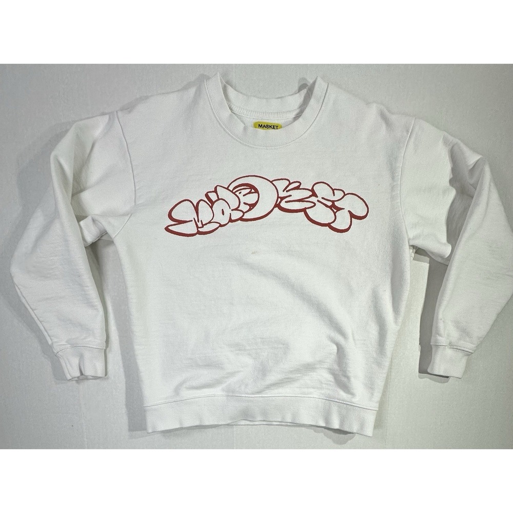 MARKET Sweatshirt White Red Graffiti Logo Crewneck Men's Size M